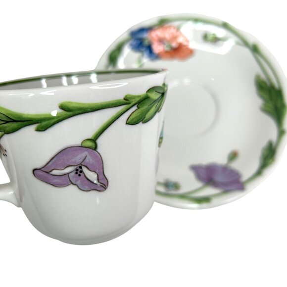 Villeroy & Boch Amapola Espresso Tea Cup & Saucer Set Of 2 Floral Poppy - Picture 3 of 15